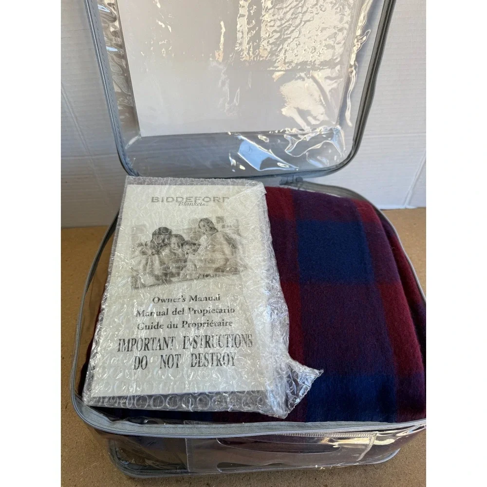 Sealy Delightful Moments Navy Plaid Electric‎ Warming Blanket Throw 50x62 EUC